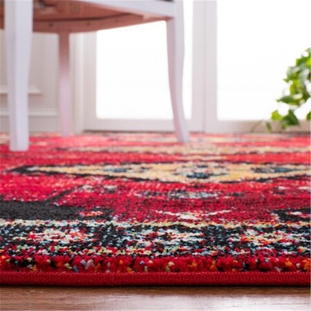 Flowers First 6 ft.-7 in. x 6 ft.-7 in. Vintage Traditional Round Rug; Red & Black FL1857977